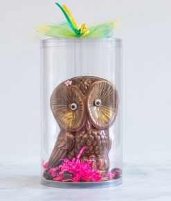 Chocolat pour Pâques en forme d'hibou fait dans l'est de Montréal dans Tétreaultville (Mercier-Est).