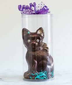 Chocolat pour Pâques en forme de chat fait dans l'est de Montréal dans Tétreaultville (Mercier-Est).