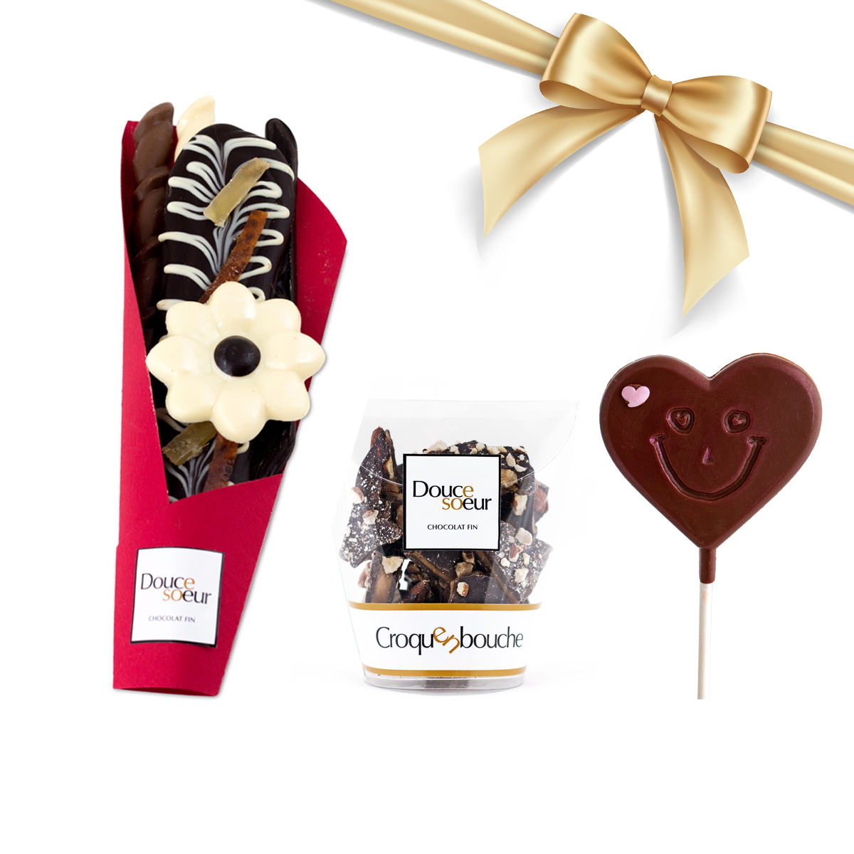 Trio chocolaté St-Valentin (Petit bouquet)